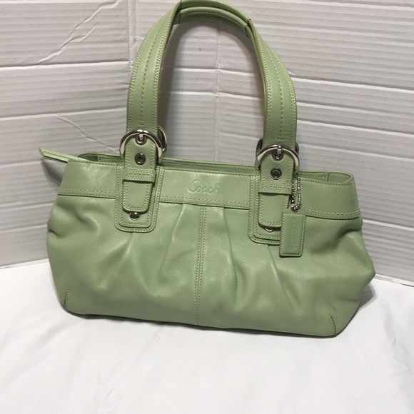 Coach leather satchel with silver tone hardware and adjustable straps. EUC - Picture 1 of 9